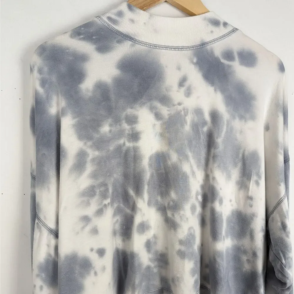 Wild Fable Gray and White Tie Dyed Mock Neck Cropped Sweatshirt Size Large NWT - Picture 3 of 9
